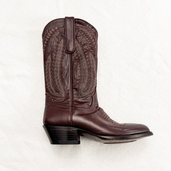 Star Boots Stitched Brown Leather Cowboy Boots - Picture 2 of 7